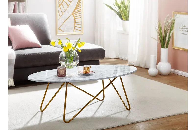 Willowdale Soffbord 120 cm Ovalt - Vit/Guld - Möbler - Bord & matgrupper - Soffbord