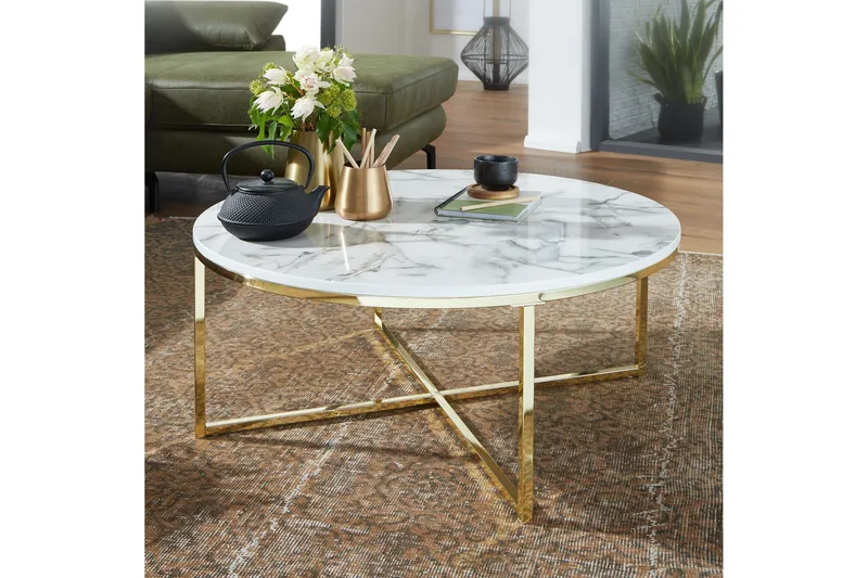 Willowdale Soffbord 80 cm Runt - Vit/Grå/Guld - Möbler - Bord & matgrupper - Soffbord