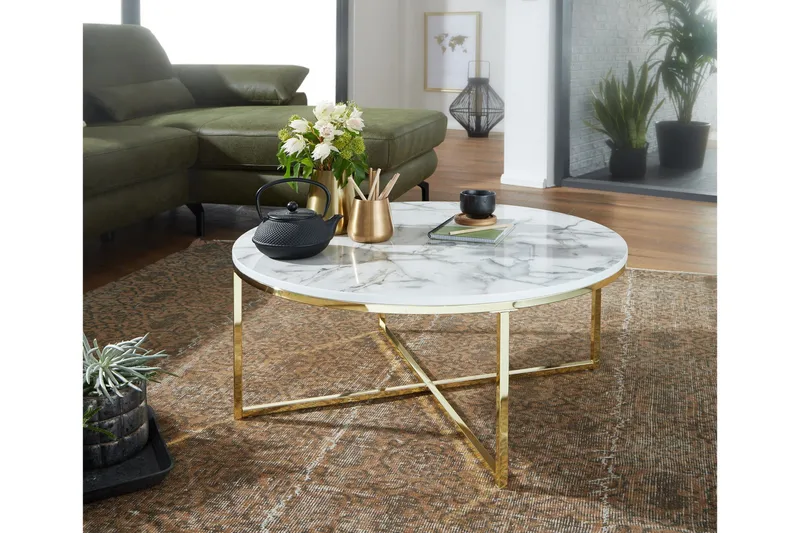 Willowdale Soffbord 80 cm Runt - Vit/Grå/Guld - Möbler - Bord & matgrupper - Soffbord