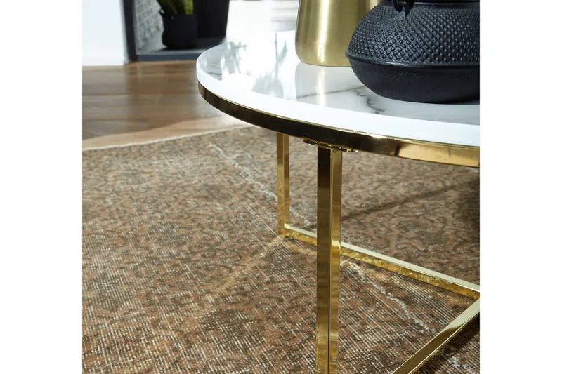 Willowdale Soffbord 80 cm Runt - Vit/Grå/Guld - Möbler - Bord & matgrupper - Soffbord