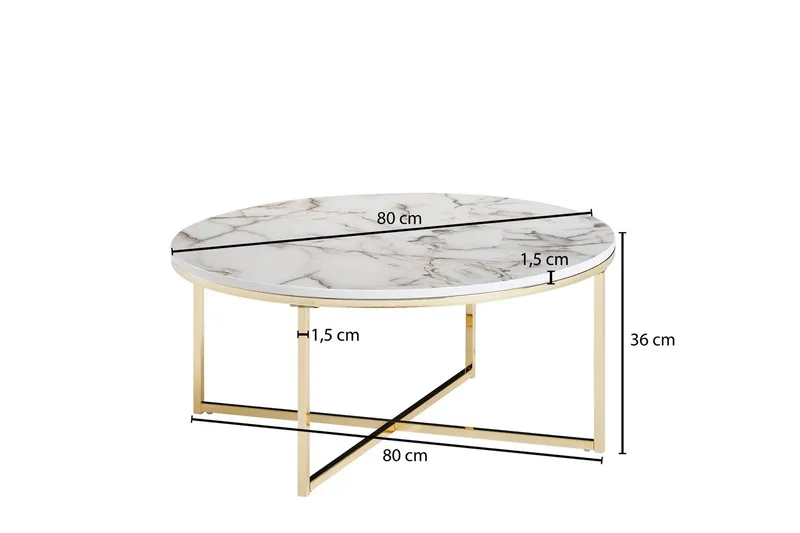 Willowdale Soffbord 80 cm Runt - Vit/Grå/Guld - Möbler - Bord & matgrupper - Soffbord