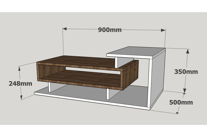 Winvar Soffbord 90 cm - Vit/Valnötsbrun - Möbler - Bord & matgrupper - Soffbord