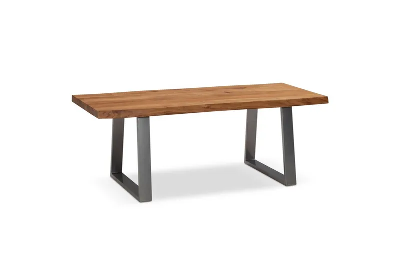 Soffbord Wohnling 120 cm massivt trä träd kant rektangulärt lantligt hus Silver, Raka Löpare, Silver, Raka löpare