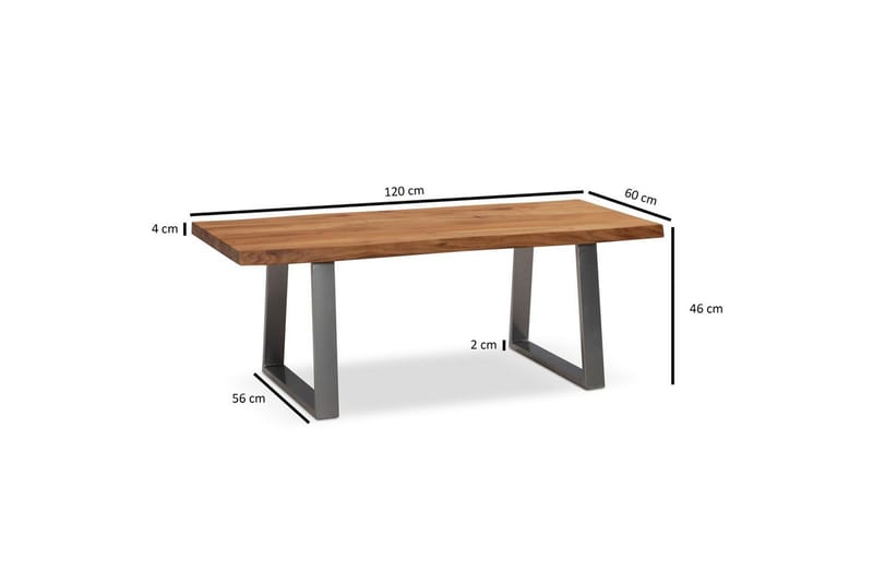 Soffbord Wohnling 120 cm massivt trä träd kant rektangulärt lantligt hus Silver, Raka Löpare - Silver, Raka Löpare - Möbler - Bord & matgrupper - Soffbord