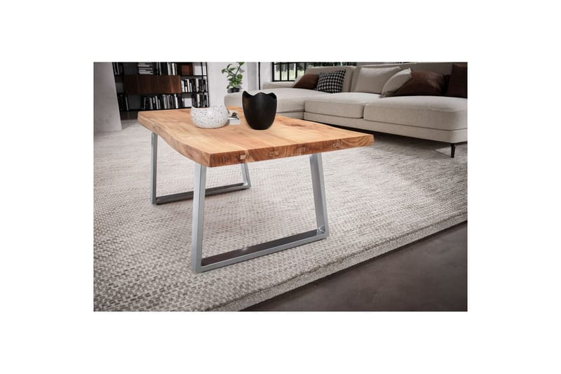 Soffbord Wohnling 120 cm massivt trä träd kant rektangulärt lantligt hus Silver, Raka Löpare - Silver, Raka Löpare - Möbler - Bord & matgrupper - Soffbord