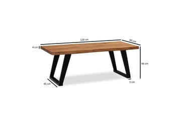 Soffbord Wohnling 120 cm massivt trä träd kant rektangulärt lantligt hus Svart, vinklade löpare - Svart, vinklade löpare - Möbler - Bord & matgrupper - Soffbord