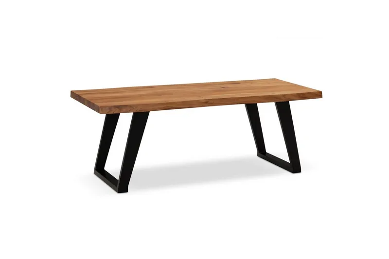 Soffbord Wohnling 120 cm massivt trä träd kant rektangulärt lantligt hus Svart, vinklade löpare, Svart, vinklade löpare