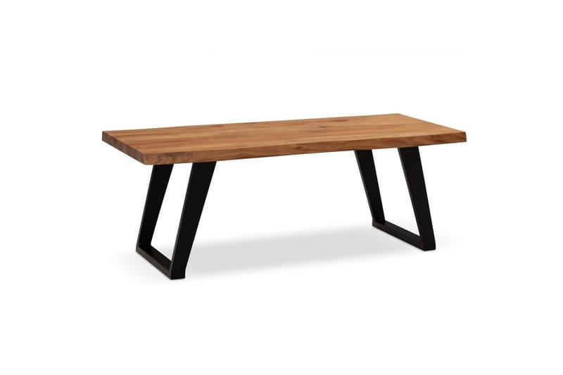 Soffbord Wohnling 120 cm massivt trä träd kant rektangulärt lantligt hus Svart, vinklade löpare - Svart, vinklade löpare - Möbler - Bord & matgrupper - Soffbord