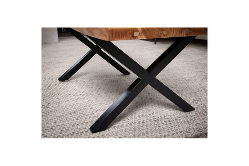 Soffbord Wohnling 120 cm massivt trä träd kant rektangulärt lantligt hus Svart, X-ram - Svart, X-ram - Möbler - Bord & matgrupper - Soffbord
