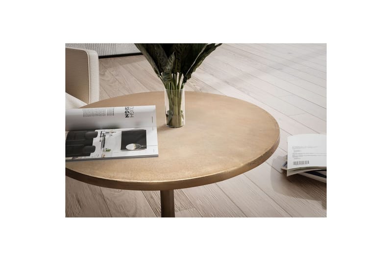 Soffbord Wohnling 60 cm rund industristil med guldfärgad metallram - Möbler - Bord & matgrupper - Soffbord