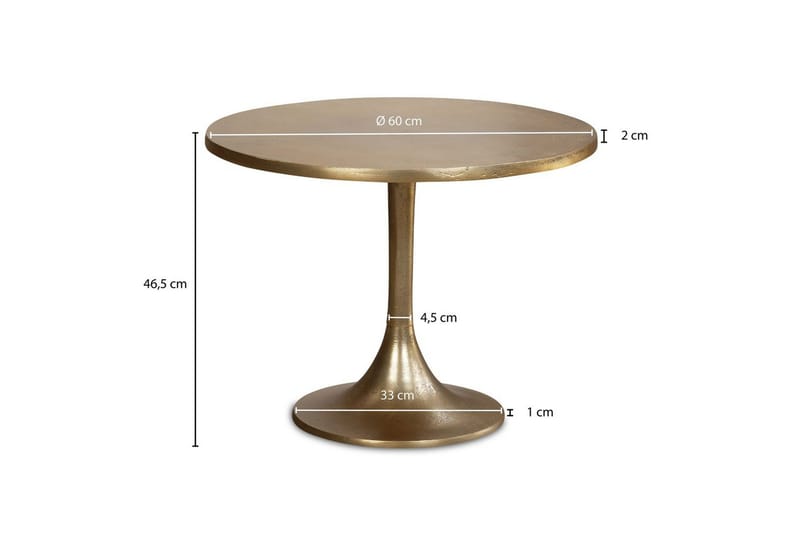 Soffbord Wohnling 60 cm rund industristil med guldfärgad metallram - Möbler - Bord & matgrupper - Soffbord