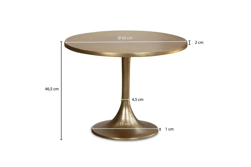 Soffbord Wohnling 60 cm rund industristil med guldfärgad metallram - Möbler - Bord & matgrupper - Soffbord