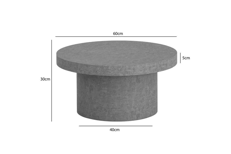 Soffbord Wohnling 60 cm vardagsrumsbord soffbord runt litet soffbord modern Grå - Grå - Möbler - Bord & matgrupper - Soffbord