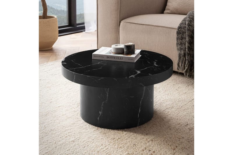 Soffbord Wohnling 60 cm vardagsrumsbord soffbord runt litet soffbord modern Marmor Svart - Marmor Svart - Möbler - Bord & matgrupper - Soffbord