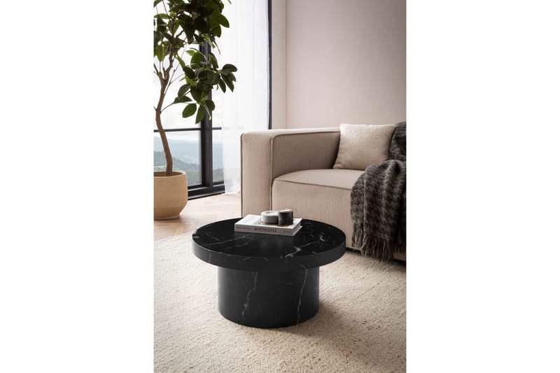 Soffbord Wohnling 60 cm vardagsrumsbord soffbord runt litet soffbord modern Marmor Svart - Marmor Svart - Möbler - Bord & matgrupper - Soffbord
