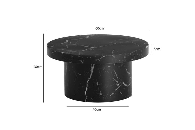 Soffbord Wohnling 60 cm vardagsrumsbord soffbord runt litet soffbord modern Marmor Svart - Marmor Svart - Möbler - Bord & matgrupper - Soffbord
