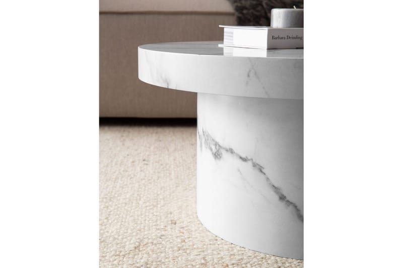 Soffbord Wohnling 60 cm vardagsrumsbord soffbord runt litet soffbord modern Marmor Vit - Marmor Vit - Möbler - Bord & matgrupper - Soffbord