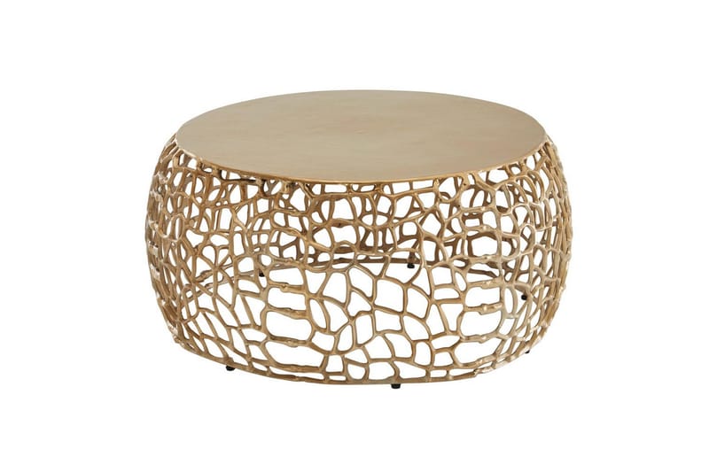 Soffbord Wohnling aluminiumgjutning, rund 60 cm handgjord, modern stil Guld - Guld - Möbler - Bord & matgrupper - Soffbord
