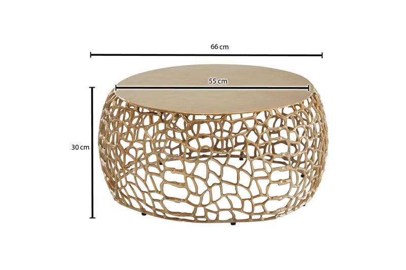 Soffbord Wohnling aluminiumgjutning, rund 60 cm handgjord, modern stil Guld - Guld - Möbler - Bord & matgrupper - Soffbord