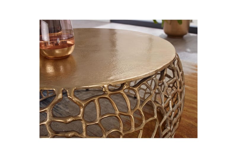 Soffbord Wohnling aluminiumgjutning, rund 60 cm handgjord, modern stil Guld - Guld - Möbler - Bord & matgrupper - Soffbord