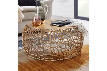 Soffbord Wohnling aluminiumgjutning, rund 60 cm handgjord, modern stil Guld - Guld - Möbler - Bord & matgrupper - Soffbord
