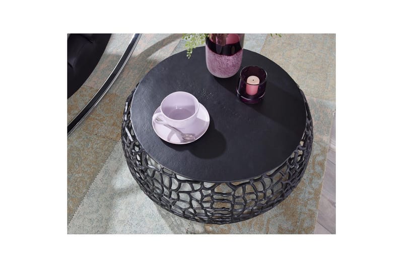 Soffbord Wohnling aluminiumgjutning, rund 60 cm handgjord, modern stil Svart - Svart - Möbler - Bord & matgrupper - Soffbord