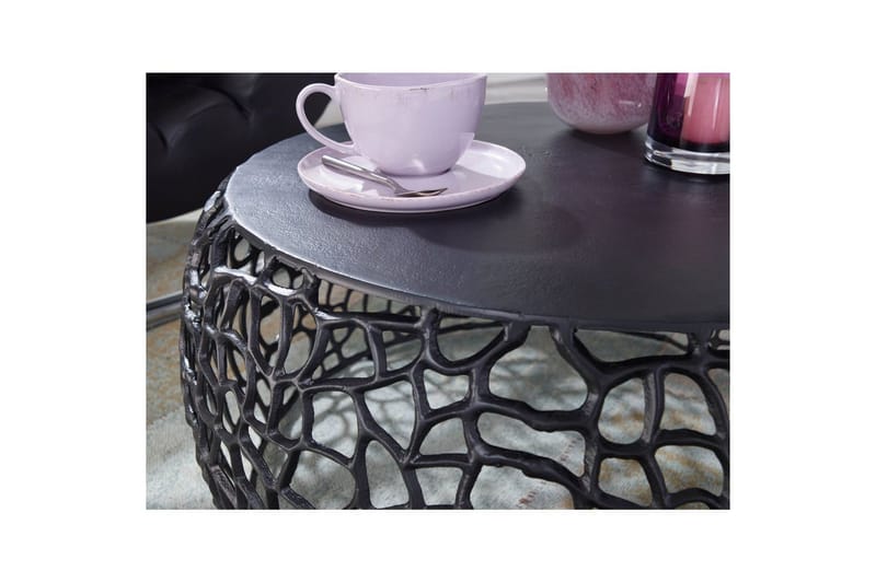 Soffbord Wohnling aluminiumgjutning, rund 60 cm handgjord, modern stil Svart - Svart - Möbler - Bord & matgrupper - Soffbord