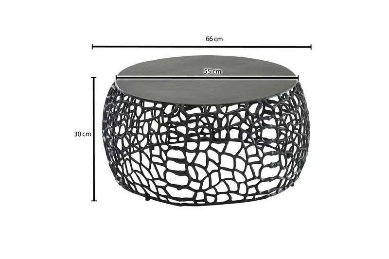 Soffbord Wohnling aluminiumgjutning, rund 60 cm handgjord, modern stil Svart - Svart - Möbler - Bord & matgrupper - Soffbord