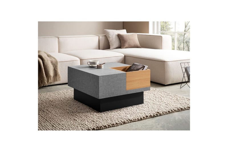 Soffbord Wohnling Betong-look fyrkantig 65 cm med förvaringsutrymme modern look - Möbler - Bord & matgrupper - Soffbord