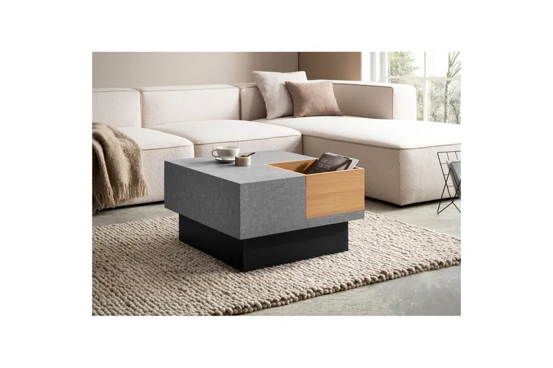 Soffbord Wohnling Betong-look fyrkantig 65 cm med förvaringsutrymme modern look - Möbler - Bord & matgrupper - Soffbord