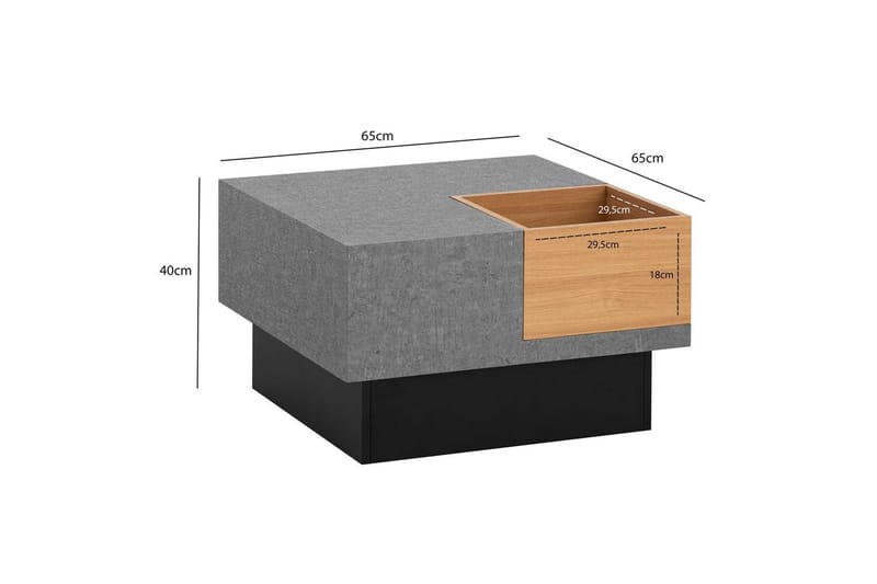 Soffbord Wohnling Betong-look fyrkantig 65 cm med förvaringsutrymme modern look - Möbler - Bord & matgrupper - Soffbord