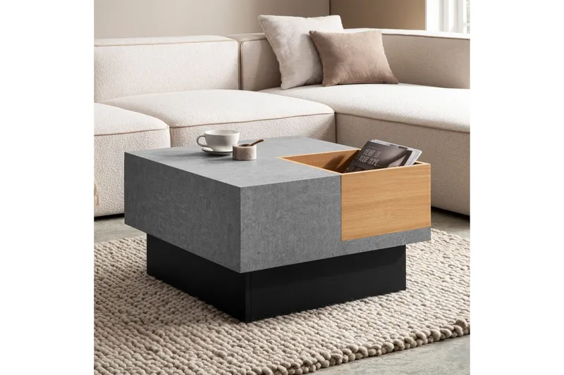 Soffbord Wohnling Betong-look fyrkantig 65 cm med förvaringsutrymme modern look - Möbler - Bord & matgrupper - Soffbord