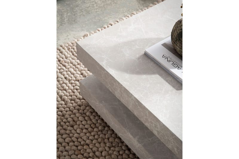 Soffbord Wohnling fyrkant 60 cm, stenoptikstil, modern look Beige - Beige - Möbler - Bord & matgrupper - Soffbord