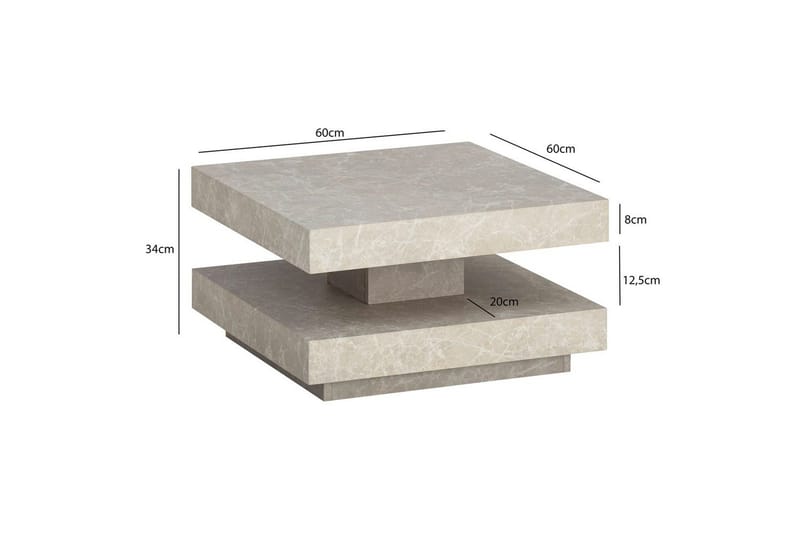 Soffbord Wohnling fyrkant 60 cm, stenoptikstil, modern look Beige - Beige - Möbler - Bord & matgrupper - Soffbord