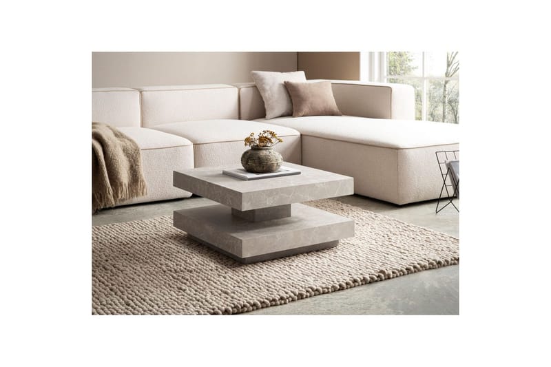 Soffbord Wohnling fyrkant 60 cm, stenoptikstil, modern look Beige - Beige - Möbler - Bord & matgrupper - Soffbord