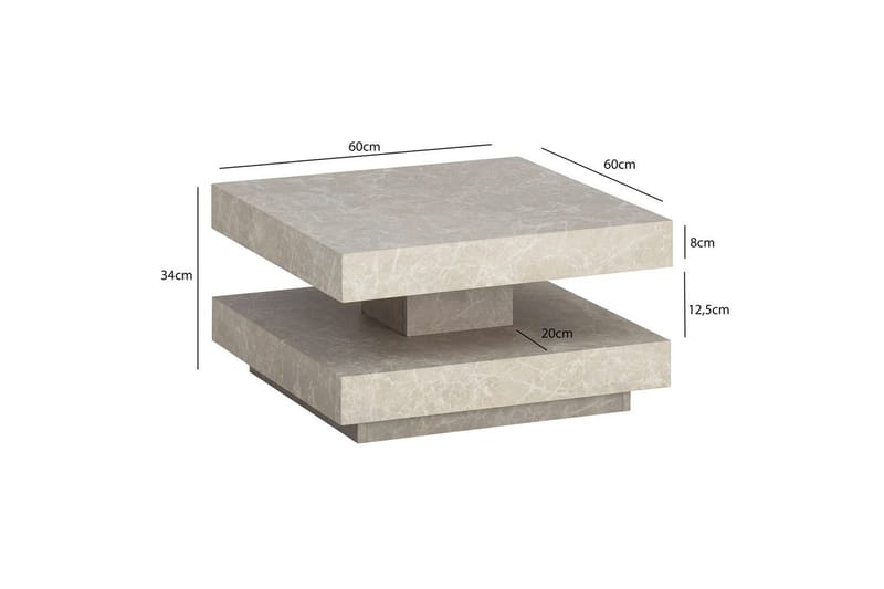 Soffbord Wohnling fyrkant 60 cm, stenoptikstil, modern look Beige - Beige - Möbler - Bord & matgrupper - Soffbord