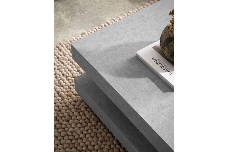 Soffbord Wohnling fyrkant 60 cm, stenoptikstil, modern look Grå - Grå - Möbler - Bord & matgrupper - Soffbord