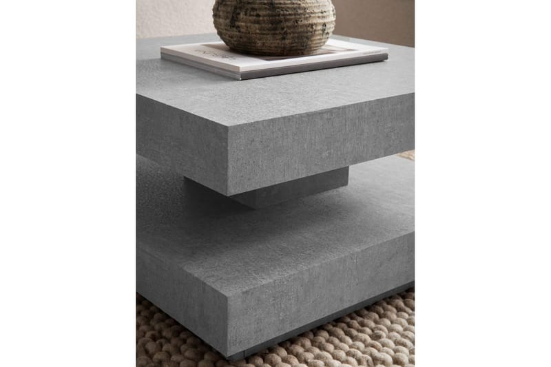 Soffbord Wohnling fyrkant 60 cm, stenoptikstil, modern look Grå - Grå - Möbler - Bord & matgrupper - Soffbord