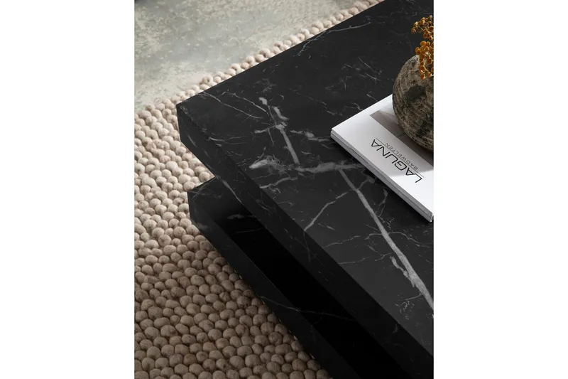 Soffbord Wohnling fyrkant 60 cm, stenoptikstil, modern look Marmor Svart - Marmor Svart - Möbler - Bord & matgrupper - Soffbord