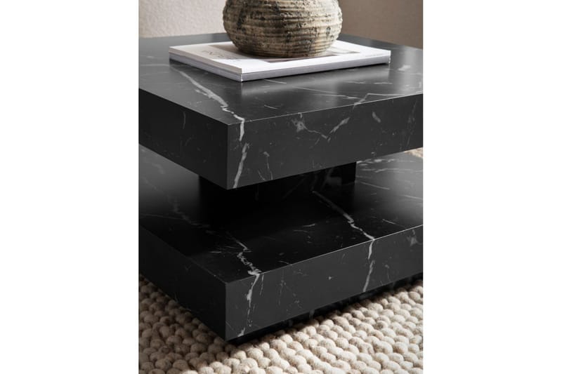 Soffbord Wohnling fyrkant 60 cm, stenoptikstil, modern look Marmor Svart - Marmor Svart - Möbler - Bord & matgrupper - Soffbord