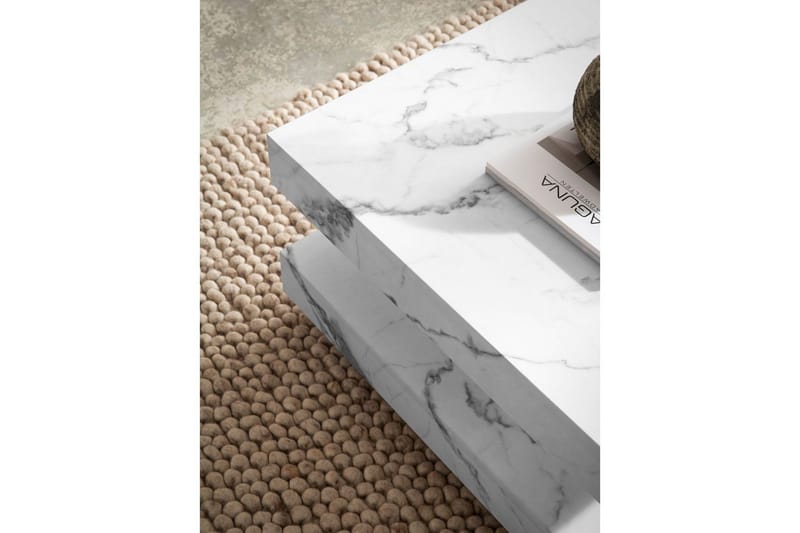 Soffbord Wohnling fyrkant 60 cm, stenoptikstil, modern look Marmor Vit - Marmor Vit - Möbler - Bord & matgrupper - Soffbord