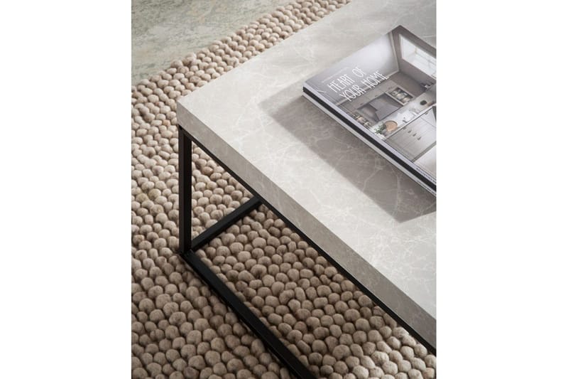 Soffbord Wohnling fyrkant 60 cm stenoptikstil, klassisk metallram, modern look Beige - Beige - Möbler - Bord & matgrupper - Soffbord