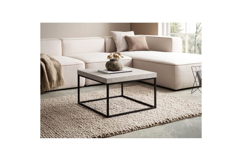 Soffbord Wohnling fyrkant 60 cm stenoptikstil, klassisk metallram, modern look Beige - Beige - Möbler - Bord & matgrupper - Soffbord