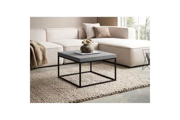 Soffbord Wohnling fyrkant 60 cm stenoptikstil, klassisk metallram, modern look Grå - Grå - Möbler - Bord & matgrupper - Soffbord