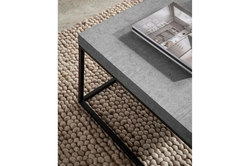 Soffbord Wohnling fyrkant 60 cm stenoptikstil, klassisk metallram, modern look Grå - Grå - Möbler - Bord & matgrupper - Soffbord