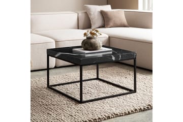 Soffbord Wohnling fyrkant 60 cm stenoptikstil, klassisk metallram, modern look Marmor Svart - Marmor Svart - Möbler - Bord & matgrupper - Soffbord