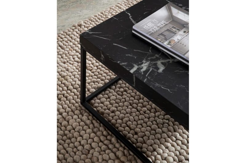 Soffbord Wohnling fyrkant 60 cm stenoptikstil, klassisk metallram, modern look Marmor Svart - Marmor Svart - Möbler - Bord & matgrupper - Soffbord