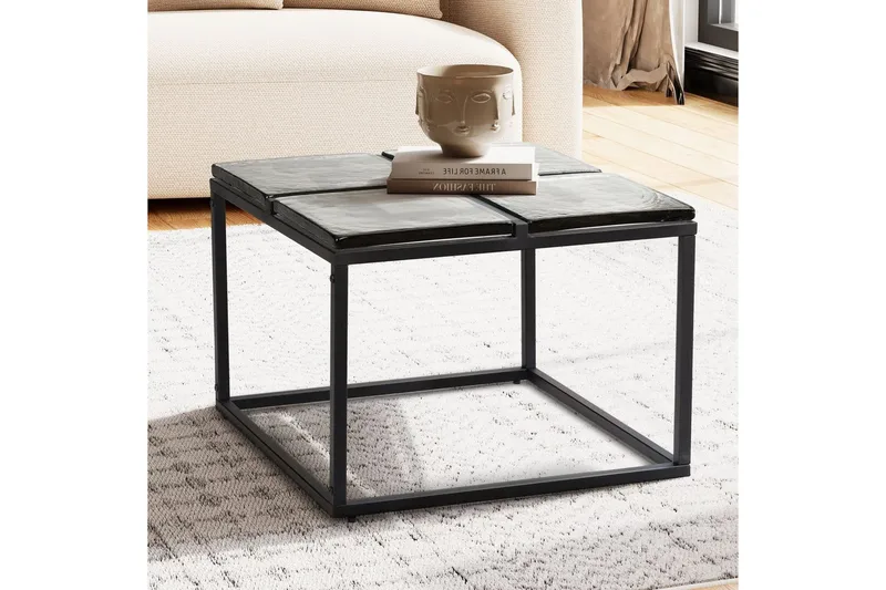 Soffbord Wohnling Fyrkantig Glas 58 cm Klassisk Metallram Modern - Möbler - Bord & matgrupper - Soffbord