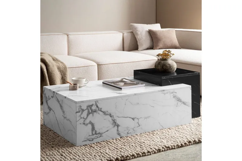Soffbord Wohnling Marmorblockutseende Rektangulär Modern - Möbler - Bord & matgrupper - Soffbord