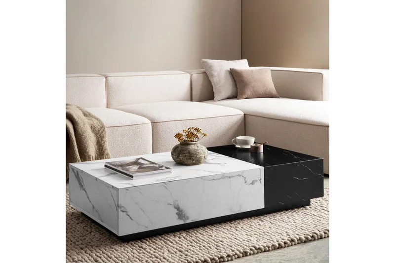Soffbord Wohnling Marmorblockutseende Rektangulär Tvåfärgad Modern - Möbler - Bord & matgrupper - Soffbord